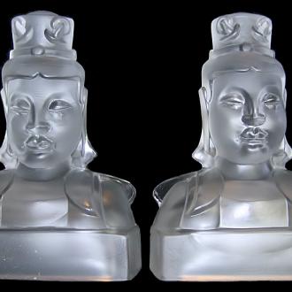 5029-Empress Book Stops-Frosted Crystal Blacked out